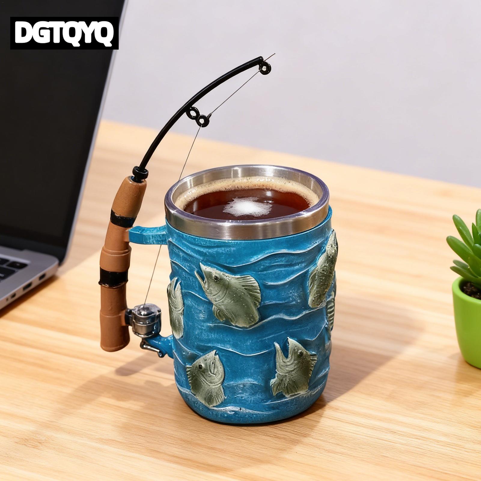 Wine Beer Coffee - كوب قهوة من الراتنج بتصميم سمكة
