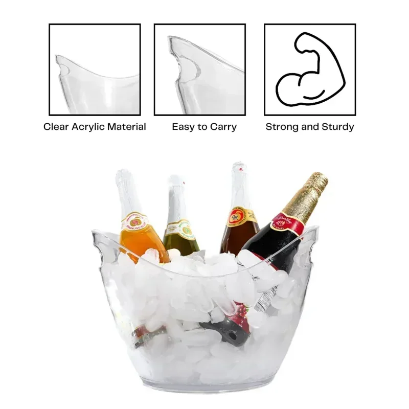 دلو ثلج شفاف سعة 4/8 لتر لتخزي - مراجعة Wine Beer Champagne وسعره